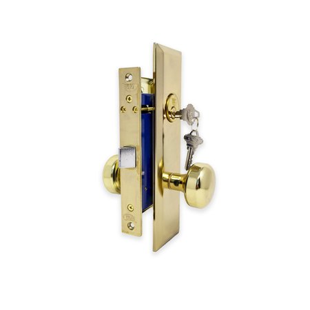PREMIER LOCK Brass Vestibule Mortise Entry Right Hand Lock Set with 2.5 in. Backset and 2 SC1 Keys MR01R